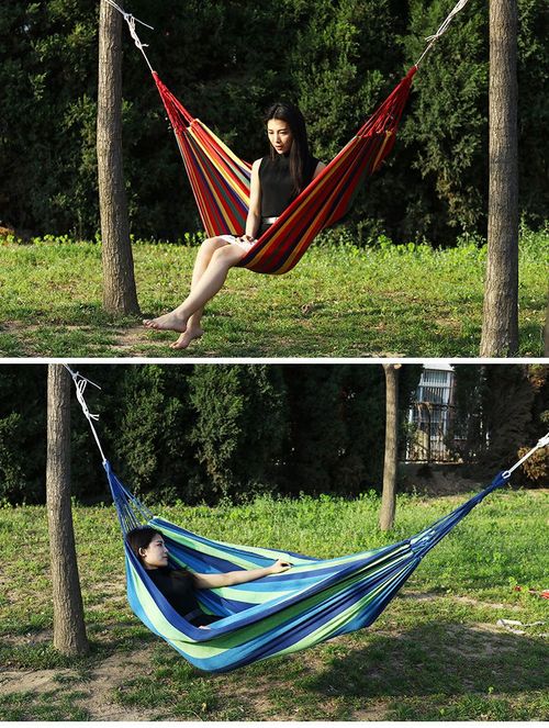 Thickened & Enlarged Outdoor Tree Tent - Portable Camping Canvas Striped Hammock with Anti-Rollover Design & Stable Quality