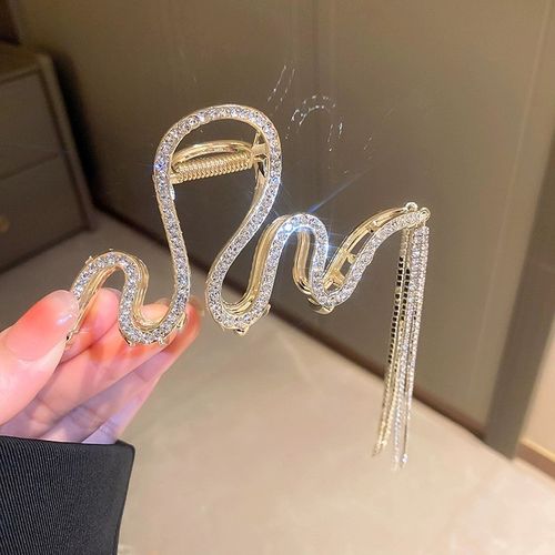 High-end tassel chain hair clip snake-shaped hair clip