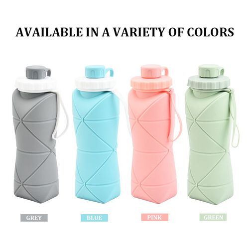 600ml Portable Leakproof Outdoor Folding Drink Silicone Water Bottle