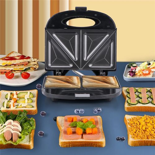High Quality Double Heating 2 Slice Waffle Steak Maker Machine Electric Breakfast Girlled Sandwich Maker with Non Stick Plates