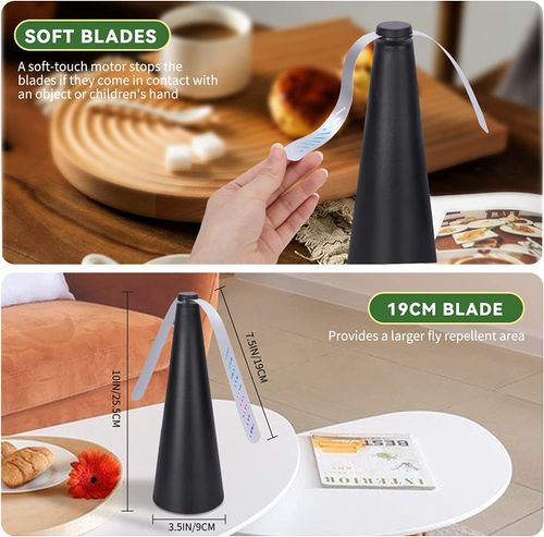 New Material Soft Pliable Blades Fly Fan Kitchen Restaurant Automatically Shoo Drive Away Fli Fan, Hanging Fly Fan