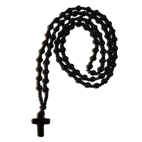 Natural agate carved icon cross necklace