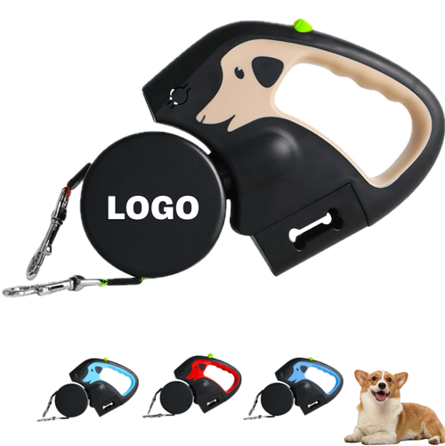 Automatic Retractable Double Dog Leash Heavy Duty Pet Leash with Light