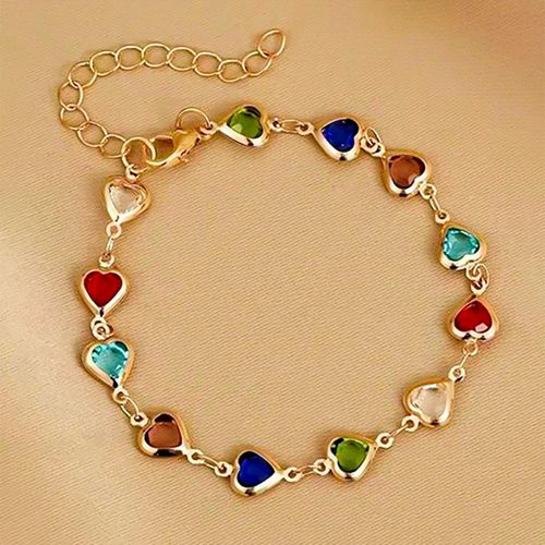New Hot-Selling 18K Gold-Plated Non-Fading Ethnic-Style Bracelets & Necklaces, INS-Style Heart Zircon Beaded Jewelry