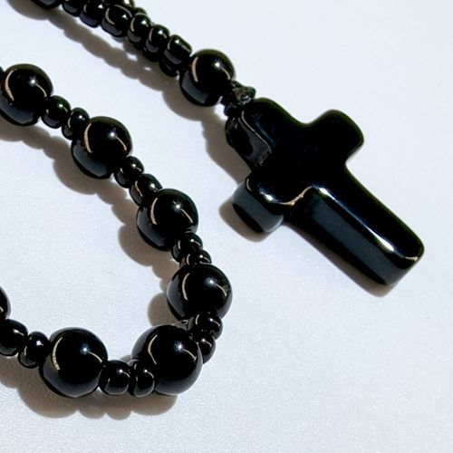 Natural agate carved icon cross necklace