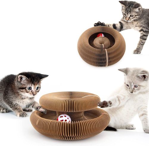 Foldable organ-style cat scratch board – a cat toy with a bell