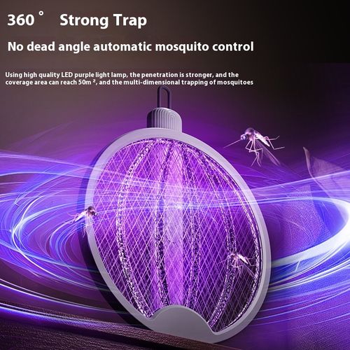 3-in-1 Automatic Wireless Charging Electric Mosquito Swatter Foldable Blue Light Electric Shock Home Fly Killer