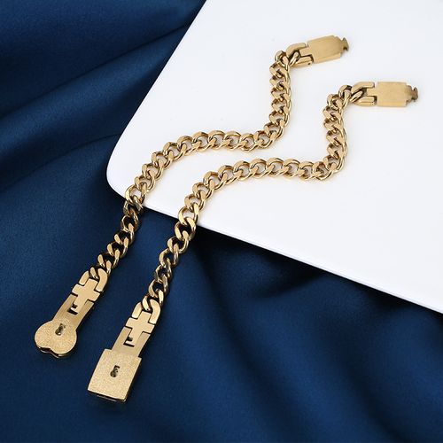 Stainless Steel Luxury Heart Key Lock Couple Jewelry Bracelets for Couples Lovers