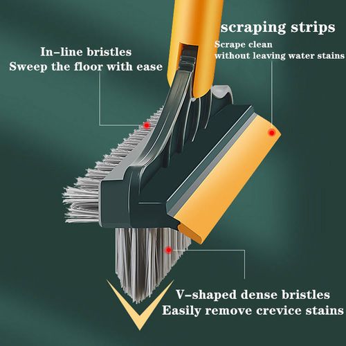3 in 1 Broom Adjustable Cleaning Tool Bathroom Home Cleaning Brush Water Squeegee Stiff Bristle Corner Gap Floor Clean Brush
