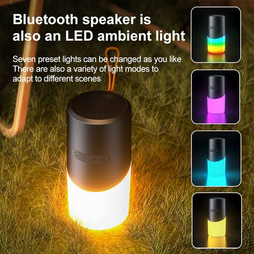 New Design LED TF Bluetooth 5.3 Outdoor Waterproof Camping RGB Colorful Light Portable Speaker