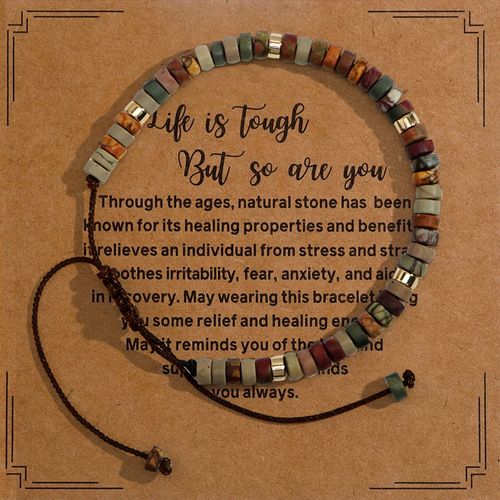 Fashion jewelry natural stone bracelet, adjustable handmade braided design, a unisex jewelry gift for women and men.