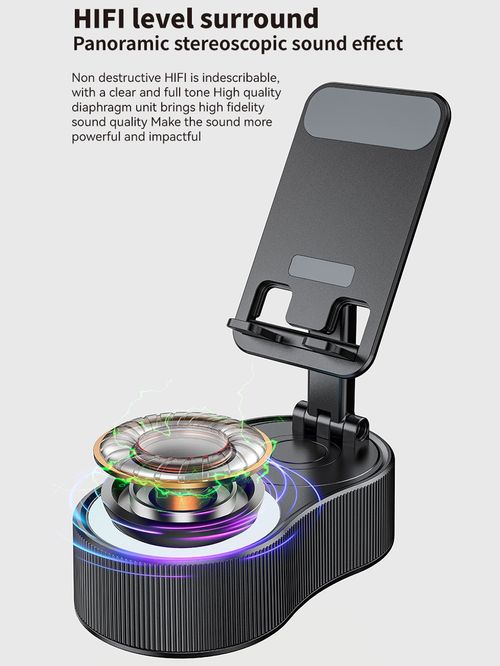 360° rotating phone stand with lifting function, power bank, Bluetooth speaker - mini portable ambient light speaker