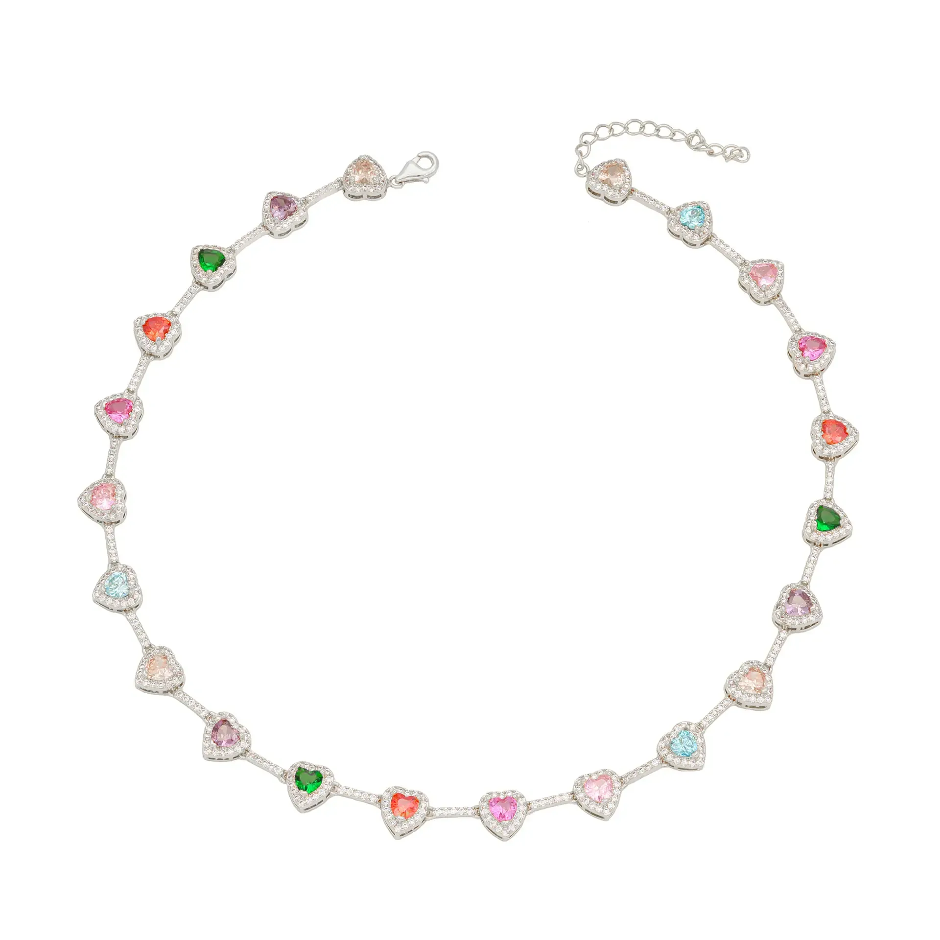 New hot-selling 18k gold-plated non-fading ethnic necklace Ins style heart zircon beaded necklace