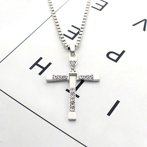 Men Cross Crystal Pendant Chain the Fast and Furious Dominic Toretto's Necklace