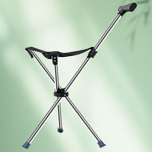 Two-in-One Foldable Cane and Stool 300 Pounds Capacity, Portable Compact Design with Locking Mechanism - Suitable for 30 Uses: Hiking, Camping, Outdoor Activities - Compact Chair, Folding Seat, Mountaineering Pole, Stand-Up Cane, Aluminum Alloy Folding Chair, Outdoor Rock Climbing Tool, etc