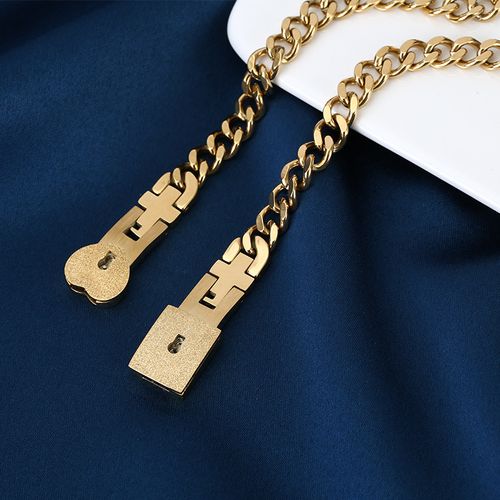 Stainless Steel Luxury Heart Key Lock Couple Jewelry Bracelets for Couples Lovers