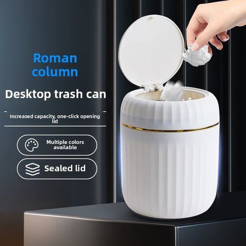 Mini Modern Style Push-Type Desktop Trash Can for Living Room Table Waste Paper Bucket for Car Bedroom & Restaurant