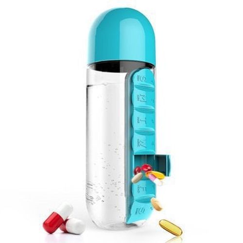 Water Bottle Two-in-One Water Cup 7 Days Pill Box 7 Grid Outdoor Portable Multi-Functional