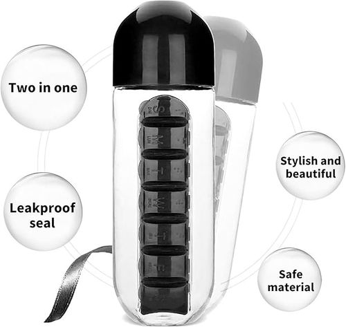 Water Bottle Two-in-One Water Cup 7 Days Pill Box 7 Grid Outdoor Portable Multi-Functional