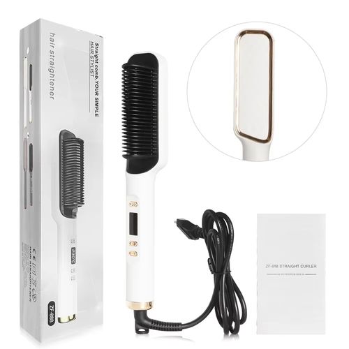 High Tech Electric Hair Straightener and Hair Curler Double Use Led Display Straight Hair Comb Portable Curling Iron