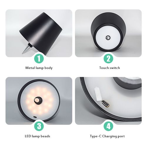 3-color rechargeable wine bottle table lamp, suitable for bedroom night lighting and home use