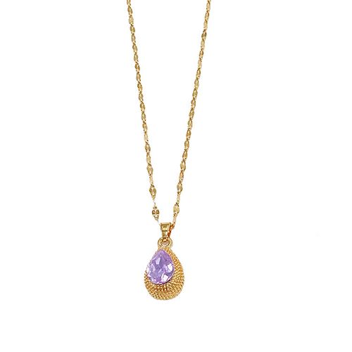Purple Zircon Sparkling Durian Drop Necklace – Luxury Purple Crystal Jewelry