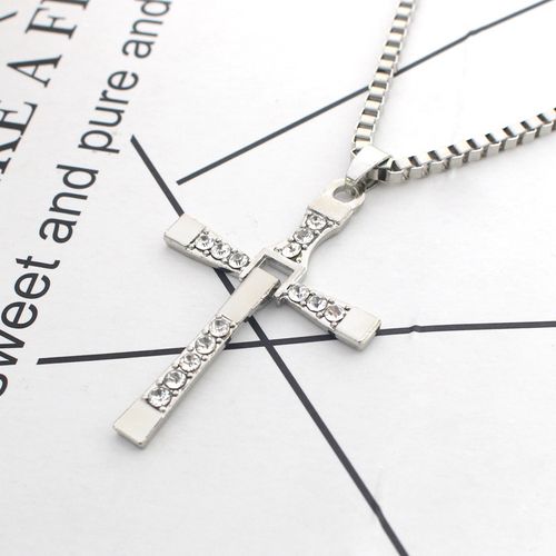 Men Cross Crystal Pendant Chain the Fast and Furious Dominic Toretto's Necklace