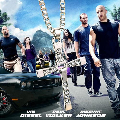 Men Cross Crystal Pendant Chain the Fast and Furious Dominic Toretto's Necklace