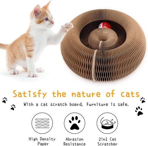 Foldable organ-style cat scratch board – a cat toy with a bell
