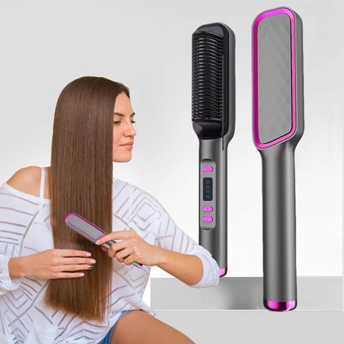 High Tech Electric Hair Straightener and Hair Curler Double Use Led Display Straight Hair Comb Portable Curling Iron