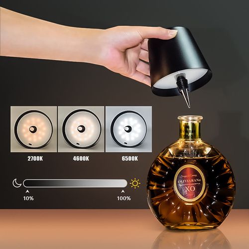 3-color rechargeable wine bottle table lamp, suitable for bedroom night lighting and home use