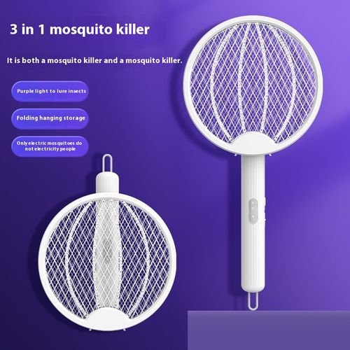 3-in-1 Automatic Wireless Charging Electric Mosquito Swatter Foldable Blue Light Electric Shock Home Fly Killer