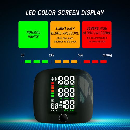Medical and Home - use Wrist - type Blood Pressure Monitor with Charging Back - lit Screen