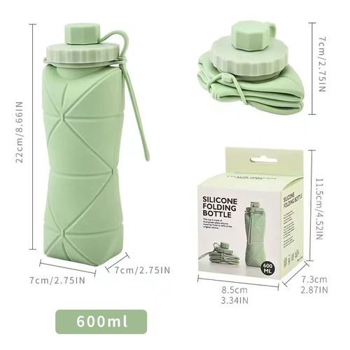 600ml Portable Leakproof Outdoor Folding Drink Silicone Water Bottle