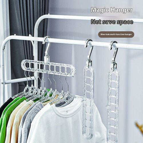 Space Saving Magic Nine-hole Hangers Multi-function Vertical and Horizontal Rotating Thick Hanging Clothes Pants Storage Closet