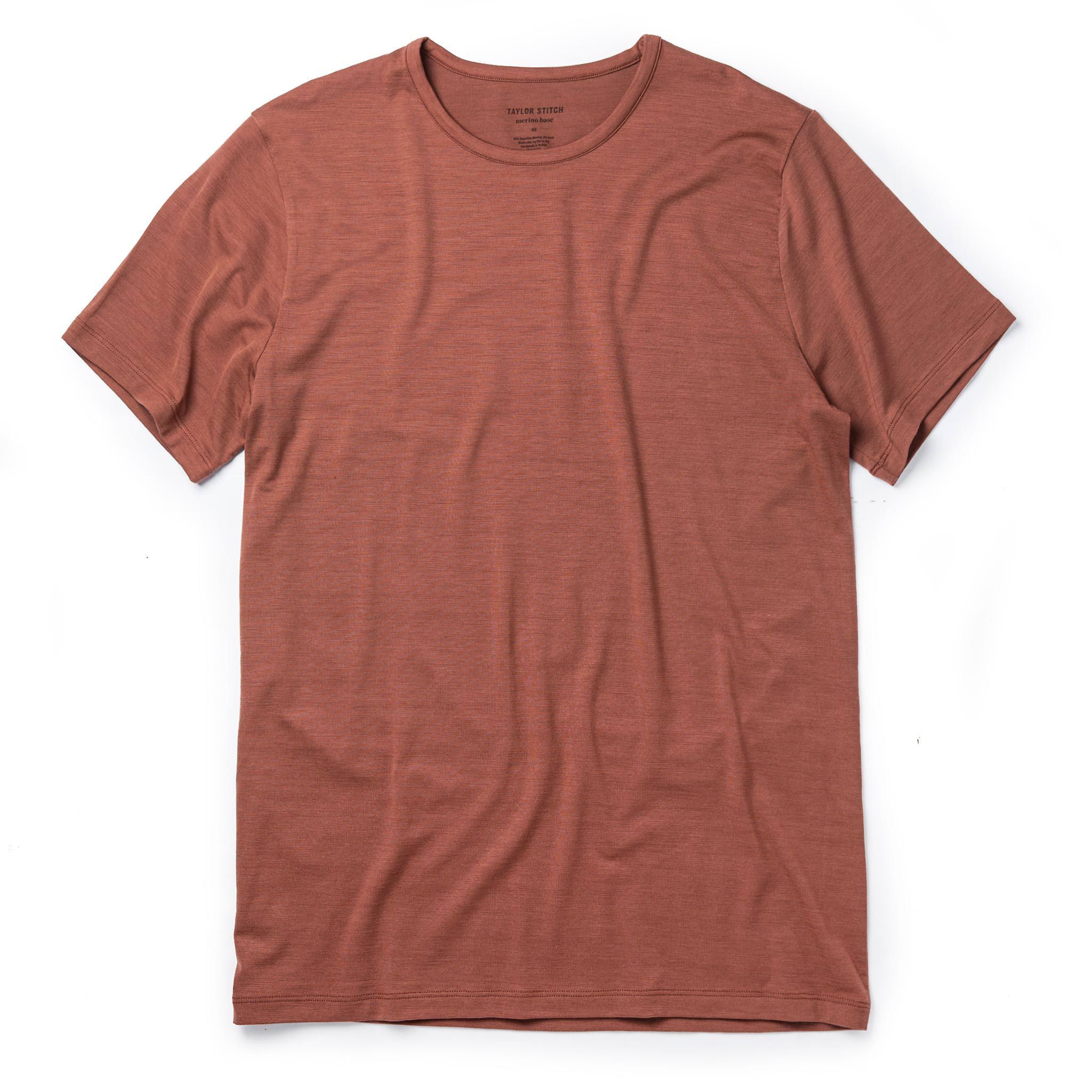 Naeec Merino Tee in Brick Red