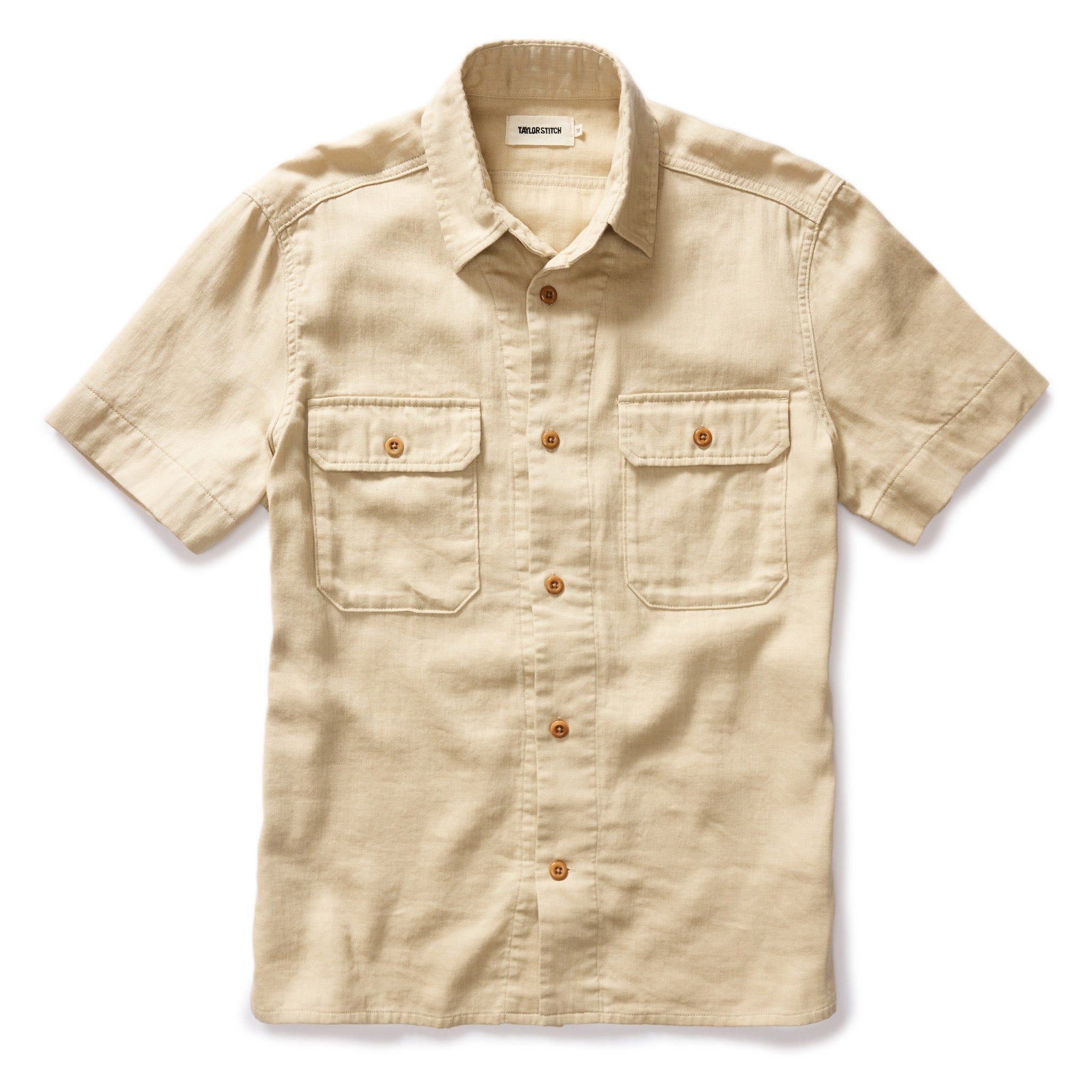 Naeec Short Sleeve Officer Shirt in Dune Double Cloth