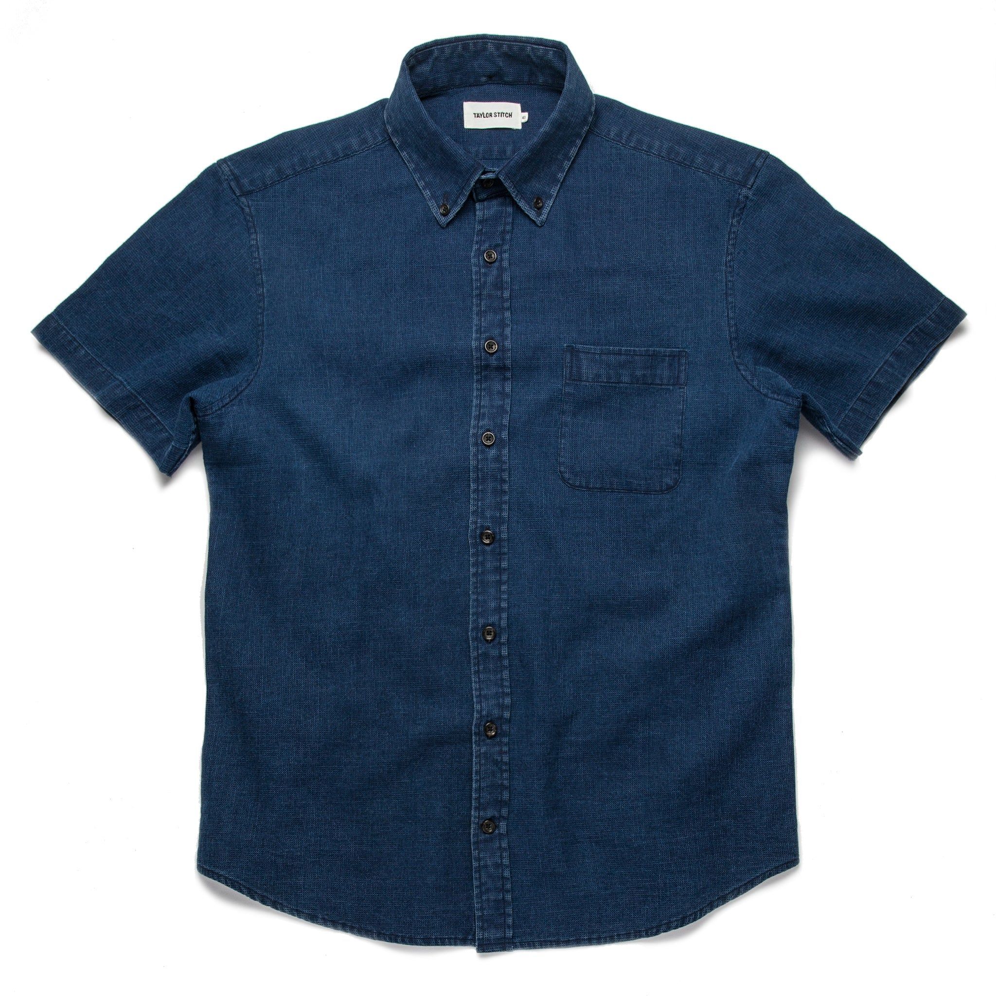 Naeec Short Sleeve Jack in Mini Indigo Waffle