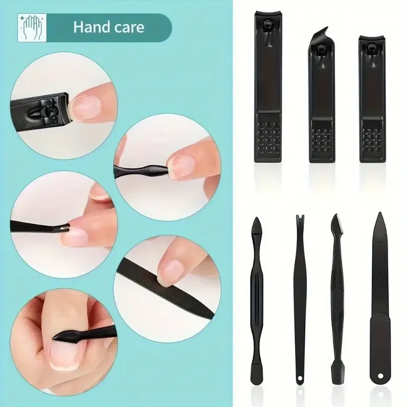 24pcs Deluxe Manicure & Pedicure Set - Ultra Sharp Stainless Steel Nail Clippers, Scissors, File, and Grooming Tools in Stylish Black & Red Case - Professional Quality Kit for Perfect Fingernails & Toenails, Full Set, Sturdy