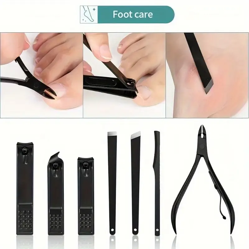 24pcs Deluxe Manicure & Pedicure Set - Ultra Sharp Stainless Steel Nail Clippers, Scissors, File, and Grooming Tools in Stylish Black & Red Case - Professional Quality Kit for Perfect Fingernails & Toenails, Full Set, Sturdy