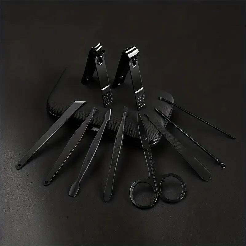 24pcs Deluxe Manicure & Pedicure Set - Ultra Sharp Stainless Steel Nail Clippers, Scissors, File, and Grooming Tools in Stylish Black & Red Case - Professional Quality Kit for Perfect Fingernails & Toenails, Full Set, Sturdy