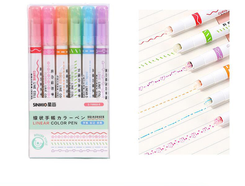 🌈6 color Curve Highlighter Pen🌈buy 6  get 6  free