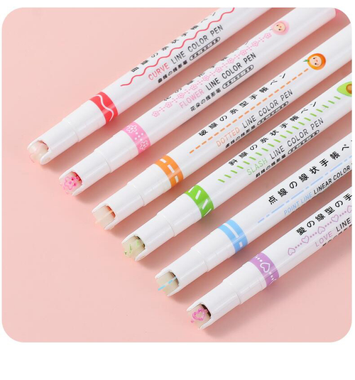 🌈6 color Curve Highlighter Pen🌈buy 6  get 6  free