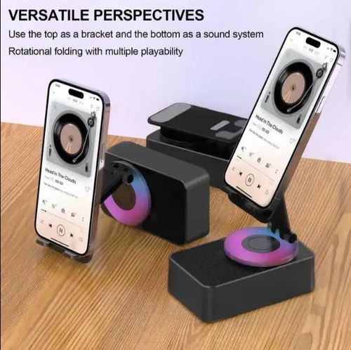 Audio Phone Holder 3 in 1 Phone Holder 360 Degree Rotating Phone Holder with 9D Surround Anti-Slip Base