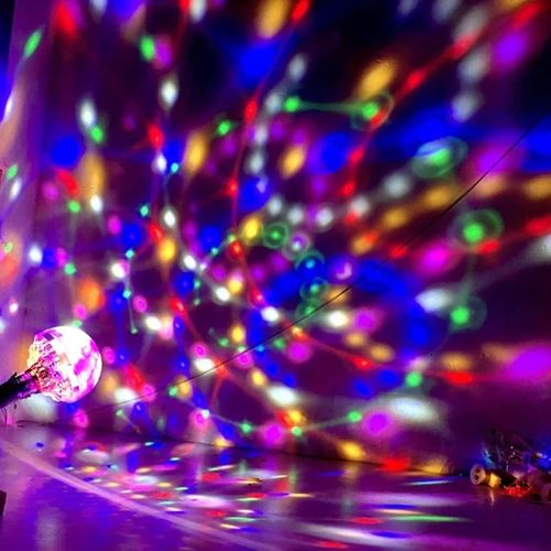 🔥HOT SALE🔥 COD！Colorful Rotating Magic Ball Disco Ball Light Bulb with Sockets, Plug in RGB LED Stage Light for Home Room Dance Parties