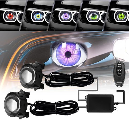 🔥HOT SALE🔥 COD！Demon Eye Headlights for Cars and Motorcycles, LED Dynamic Devil Eyes Light Kit with HD Lens, 6 Animated Eye Patterns, Universal 12-36V Eyeball Lights for Headlight or Fog Light