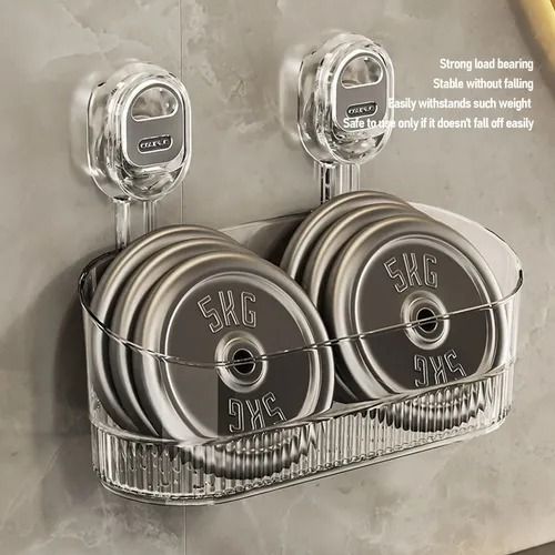 🔥Hot Seller🔥 COD！Electroplated Double-Suction Cup Shelving Unit, No-Drill Bathroom Shelf, Bathroom Cosmetics Storage Box, Wall-Mounted Storage Box