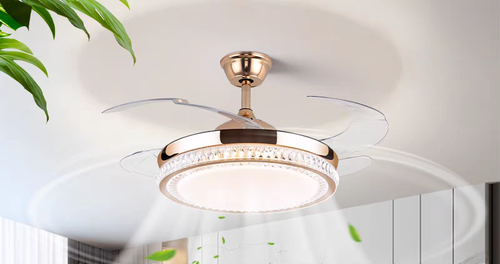 Modern simple invisible fan lamp with fan and remote control energy-saving foldable blades suitable for children's room bedroom dining room