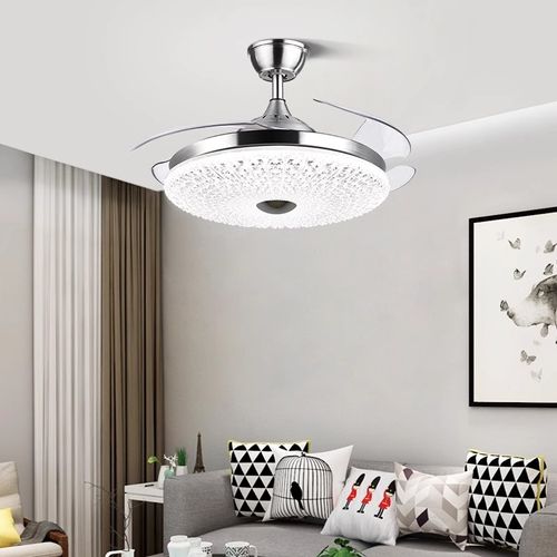 Modern simple invisible fan lamp with fan and remote control energy-saving foldable blades suitable for children's room bedroom dining room