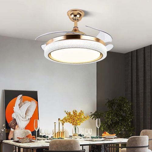Modern simple invisible fan lamp with fan and remote control energy-saving foldable blades suitable for children's room bedroom dining room